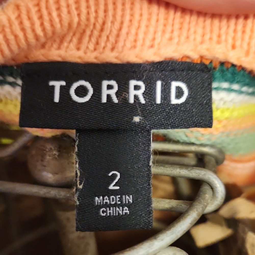 Torrid Multicolor Striped Midi Crochet Sweater Dress - Picture 3 of 7